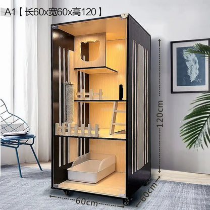Nordic Solid Wood Cat Cages Luxury Cat Villa Home Multi-laye