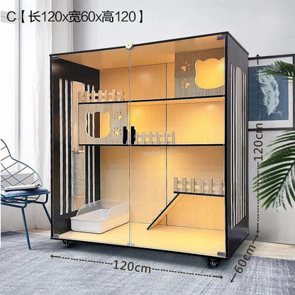 Nordic Solid Wood Cat Cages Luxury Cat Villa Home Multi-laye