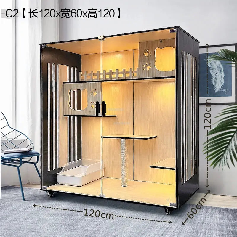 Nordic Solid Wood Cat Cages Luxury Cat Villa Home Multi-laye