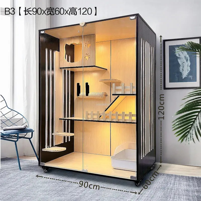 Nordic Solid Wood Cat Cages Luxury Cat Villa Home Multi-laye