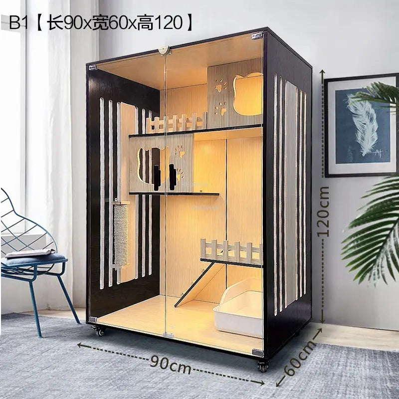Nordic Solid Wood Cat Cages Luxury Cat Villa Home Multi-laye