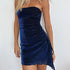 Ins Tube Top Dress With Drawstring Design Summer Backless Dresses For Women Party Club Clothing - Novara Shop Novara Shop  35.55 Dark Blue / S