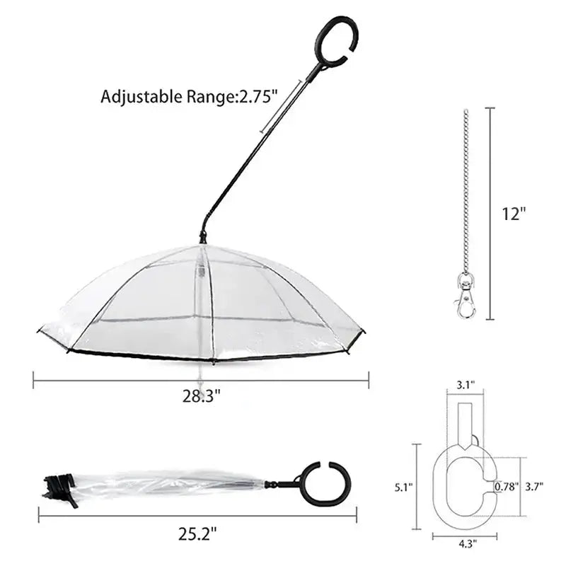 Dog Rain Umbrella | Transparent Dog Umbrella | Novara Shop