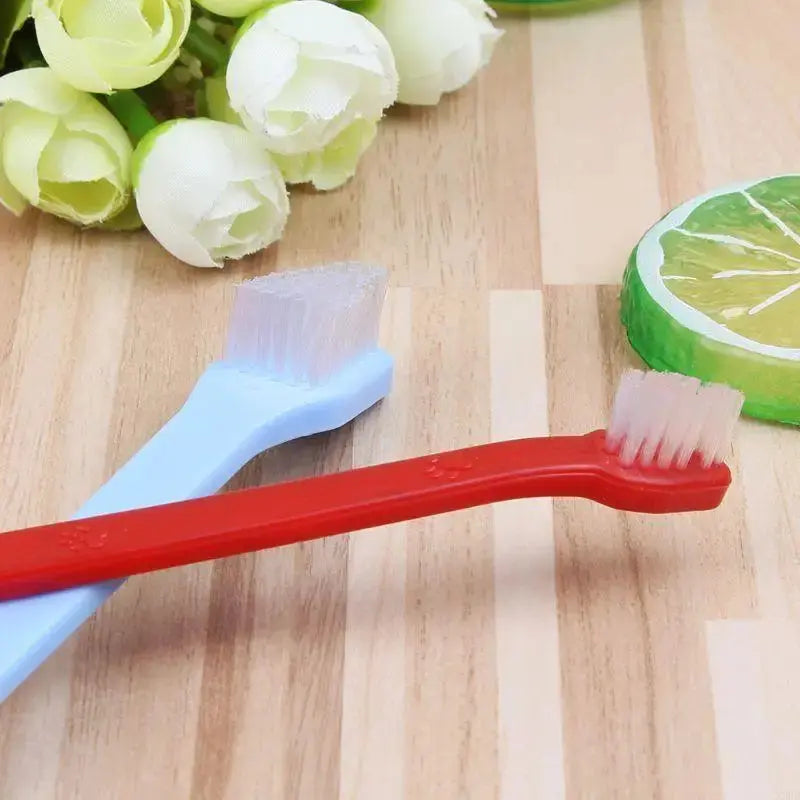 Double for Head Dog Toothbrush Long Handle Pet Toothbrush fo