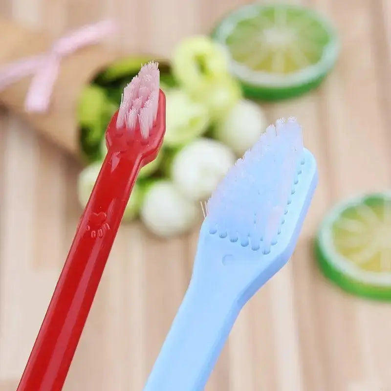 Double for Head Dog Toothbrush Long Handle Pet Toothbrush fo