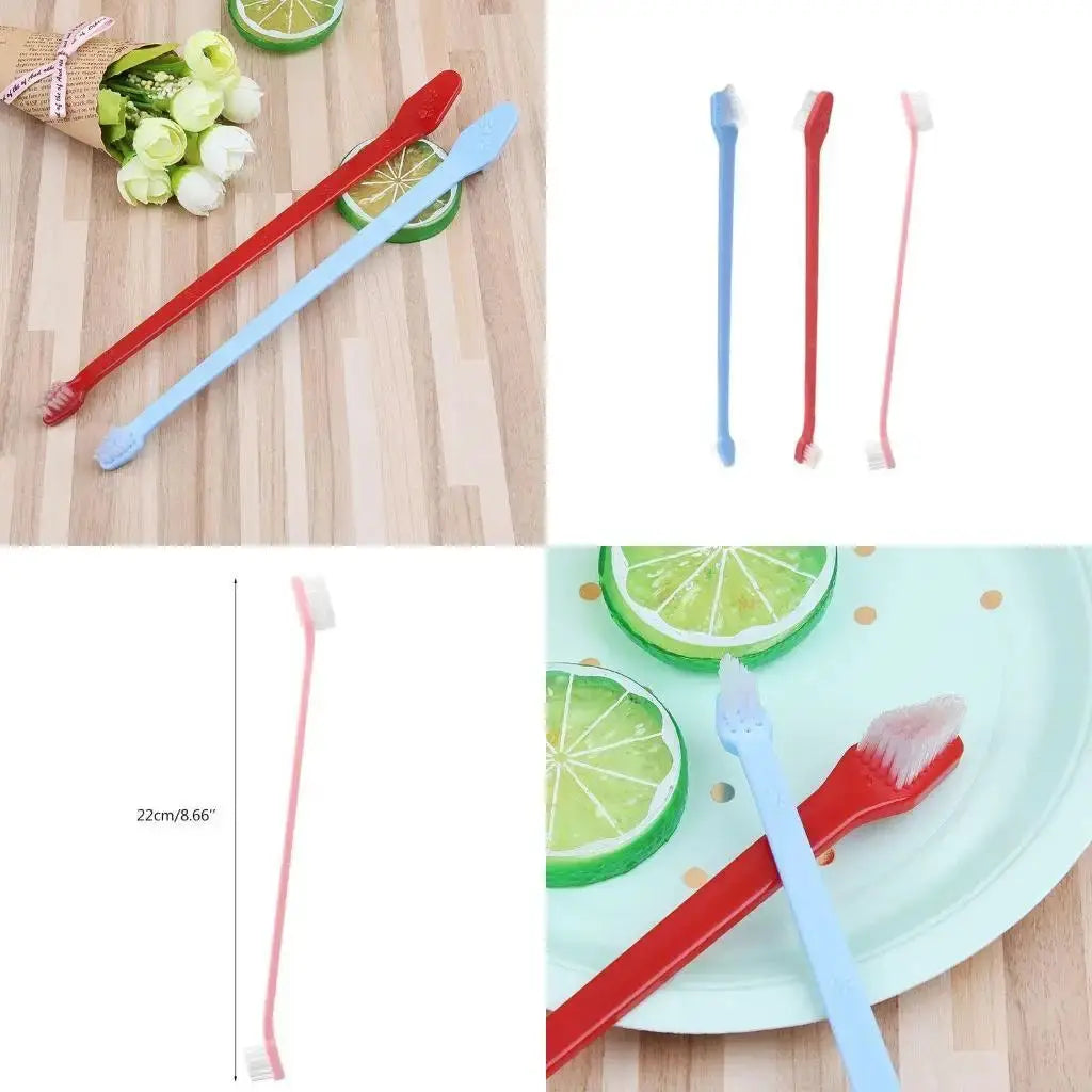 Double for Head Dog Toothbrush Long Handle Pet Toothbrush fo