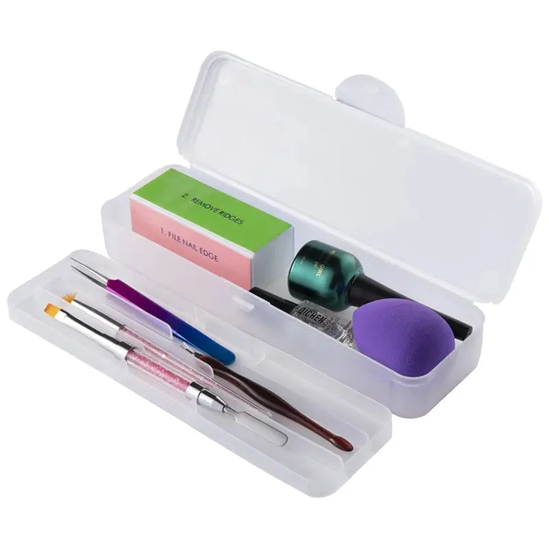 1Pc Rectangle Double-layer Nail Art Tool Empty Storage Box Tweezers Clippers Nail Brush Files Portable Plastic Container 22cm Novara Shop