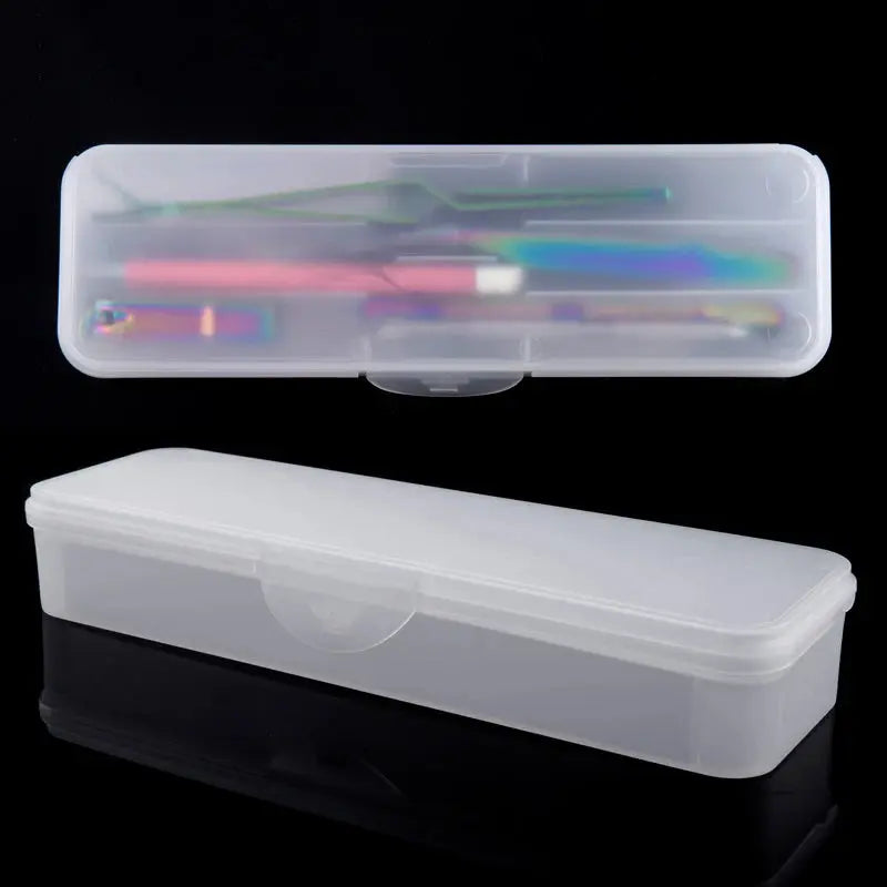 1Pc Rectangle Double-layer Nail Art Tool Empty Storage Box Tweezers Clippers Nail Brush Files Portable Plastic Container 22cm Novara Shop