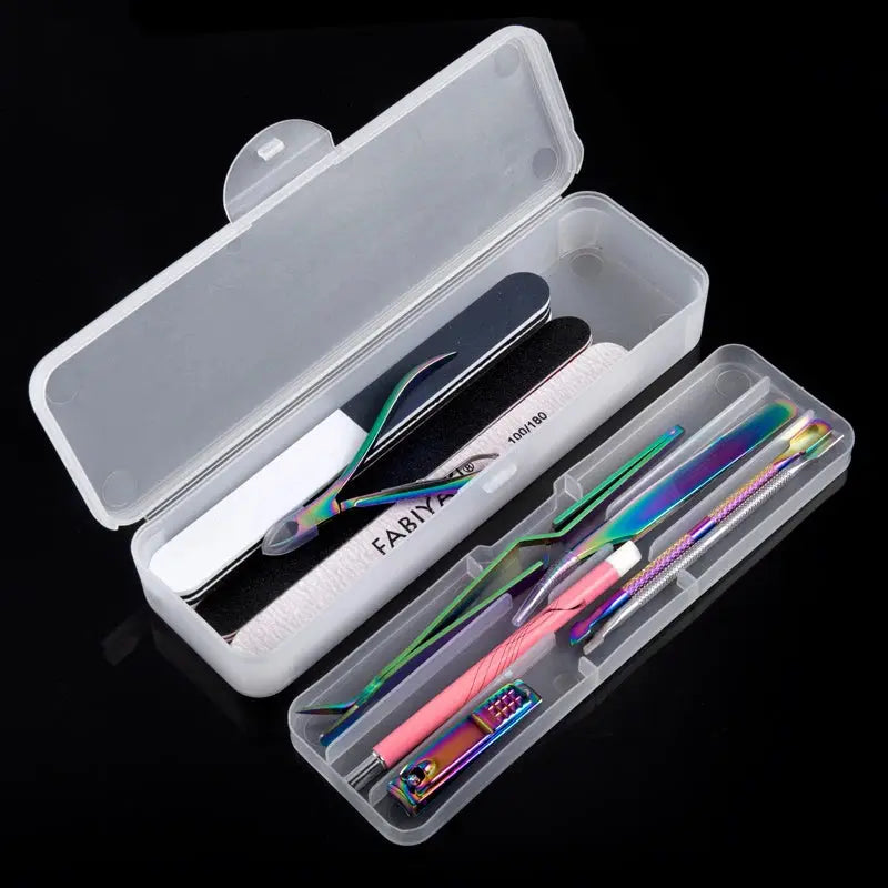 1Pc Rectangle Double-layer Nail Art Tool Empty Storage Box Tweezers Clippers Nail Brush Files Portable Plastic Container 22cm Novara Shop