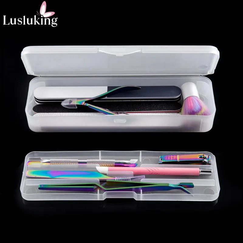 1Pc Rectangle Double-layer Nail Art Tool Empty Storage Box Tweezers Clippers Nail Brush Files Portable Plastic Container 22cm Novara Shop