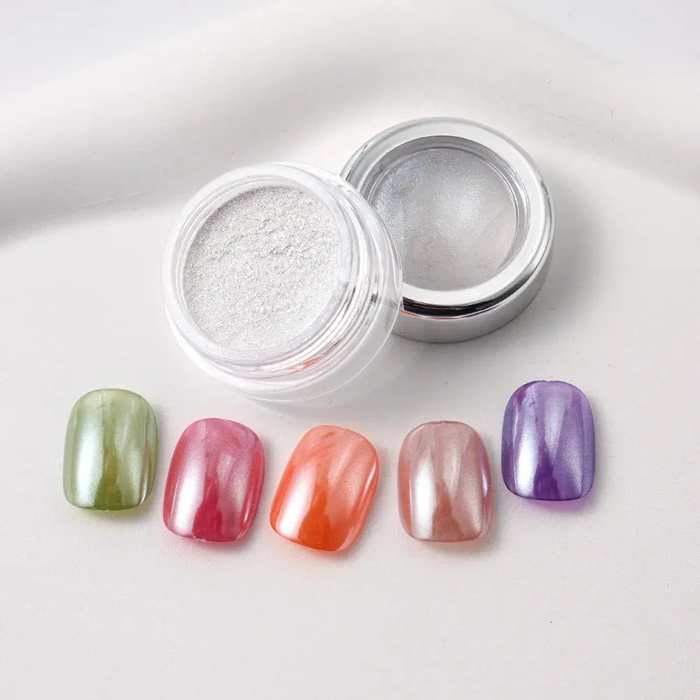 Pearl White Nails Glitter Dust Chrome Moonlight White Rubbing on Powder Silver Shell Mirror Pigment Nail Art Supplies Decoration Novara Shop