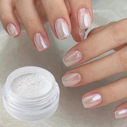 Pearl White Nails Glitter Dust Chrome Moonlight White Rubbing on Powder Silver Shell Mirror Pigment Nail Art Supplies Decoration Novara Shop