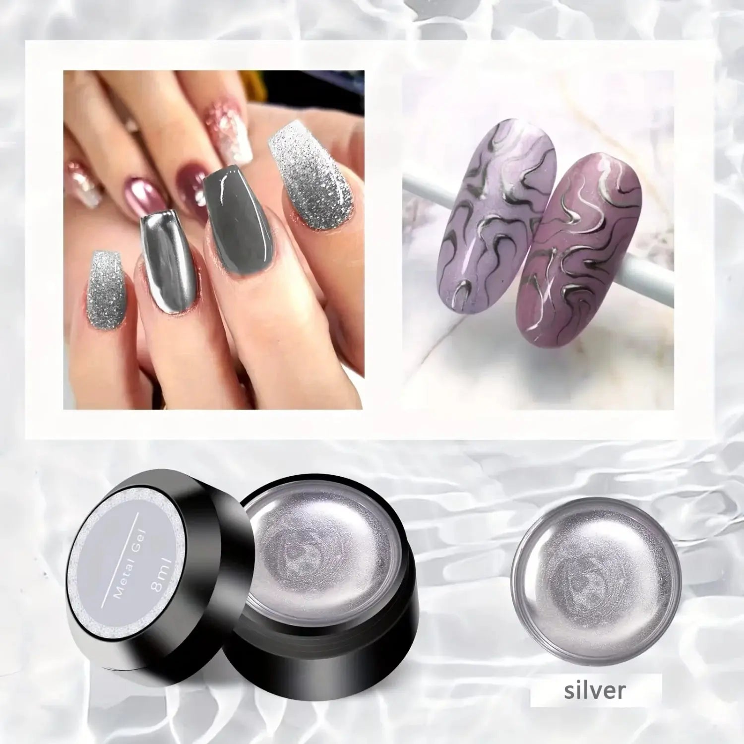 High Brightness Metal Mirror Nail  Glue Liquid Silver Flash Platinum Pull Wire Hook Edge Painted Gel For Manicure Supplies Novara Shop