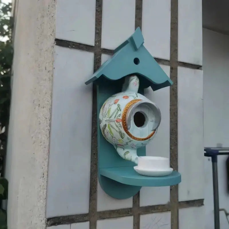 Home Garden Pet Products Green Teapot Bird House and Feeder Courtyard Decoration Bird Supplies Farm Decoration Accessories Novara Shop