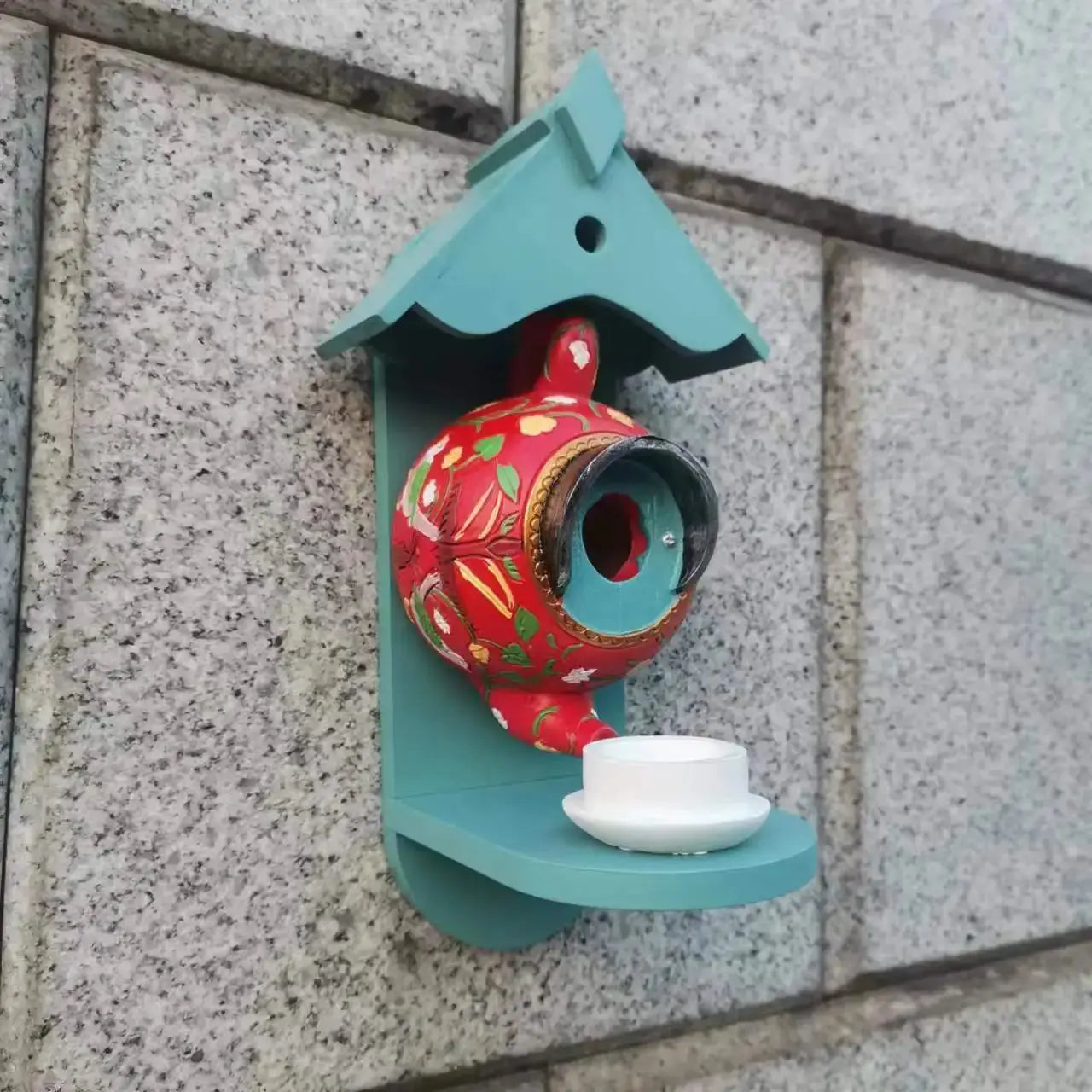 Home Garden Pet Products Green Teapot Bird House and Feeder Courtyard Decoration Bird Supplies Farm Decoration Accessories Novara Shop