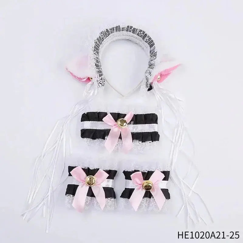 Womens Halloween Maid Lace Cat Ear Headband Hair Accessories Cat Ear Headband Long Tassel Japanese Animation Cosplay Accessories Novara Shop