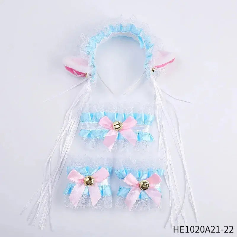 Womens Halloween Maid Lace Cat Ear Headband Hair Accessories Cat Ear Headband Long Tassel Japanese Animation Cosplay Accessories Novara Shop