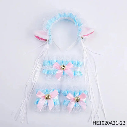 Womens Halloween Maid Lace Cat Ear Headband Hair Accessories Cat Ear Headband Long Tassel Japanese Animation Cosplay Accessories Novara Shop