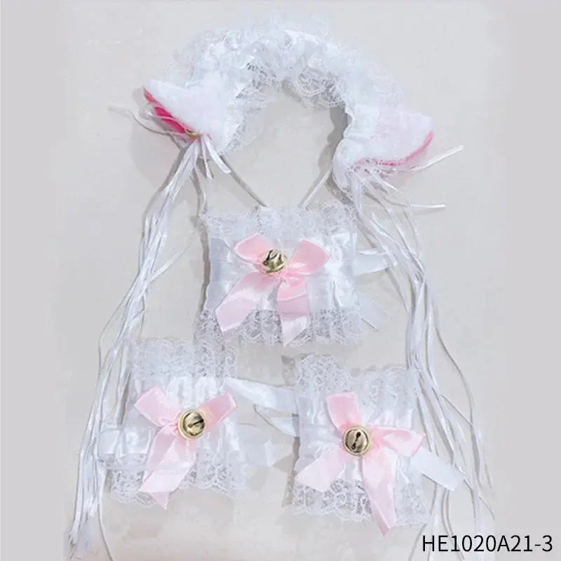 Womens Halloween Maid Lace Cat Ear Headband Hair Accessories Cat Ear Headband Long Tassel Japanese Animation Cosplay Accessories Novara Shop