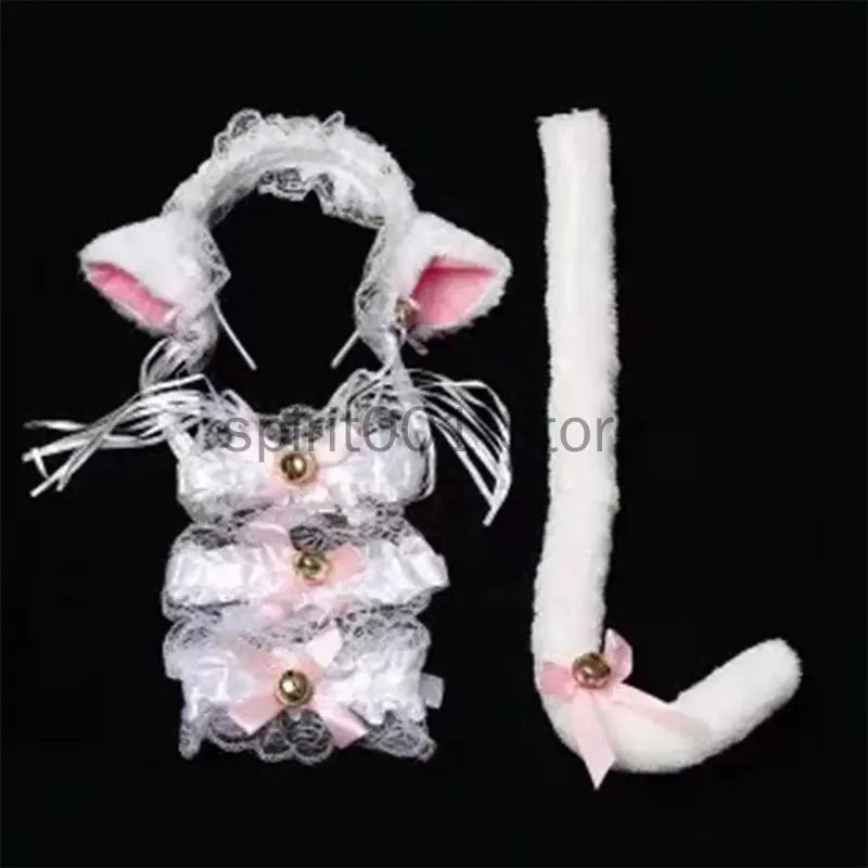 Womens Halloween Maid Lace Cat Ear Headband Hair Accessories Cat Ear Headband Long Tassel Japanese Animation Cosplay Accessories Novara Shop
