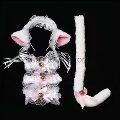 Womens Halloween Maid Lace Cat Ear Headband Hair Accessories Cat Ear Headband Long Tassel Japanese Animation Cosplay Accessories Novara Shop