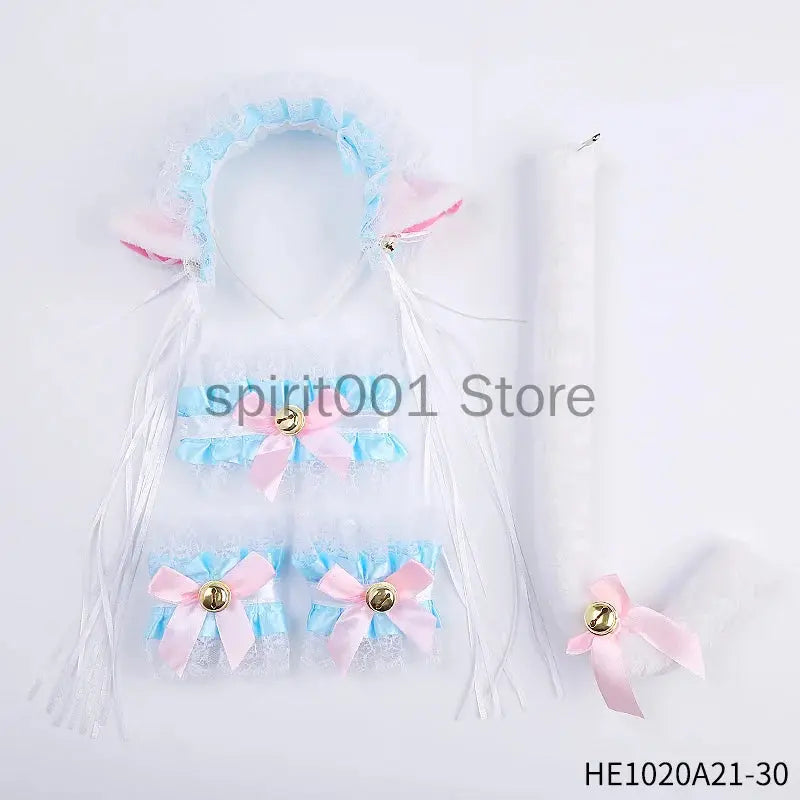 Womens Halloween Maid Lace Cat Ear Headband Hair Accessories Cat Ear Headband Long Tassel Japanese Animation Cosplay Accessories Novara Shop