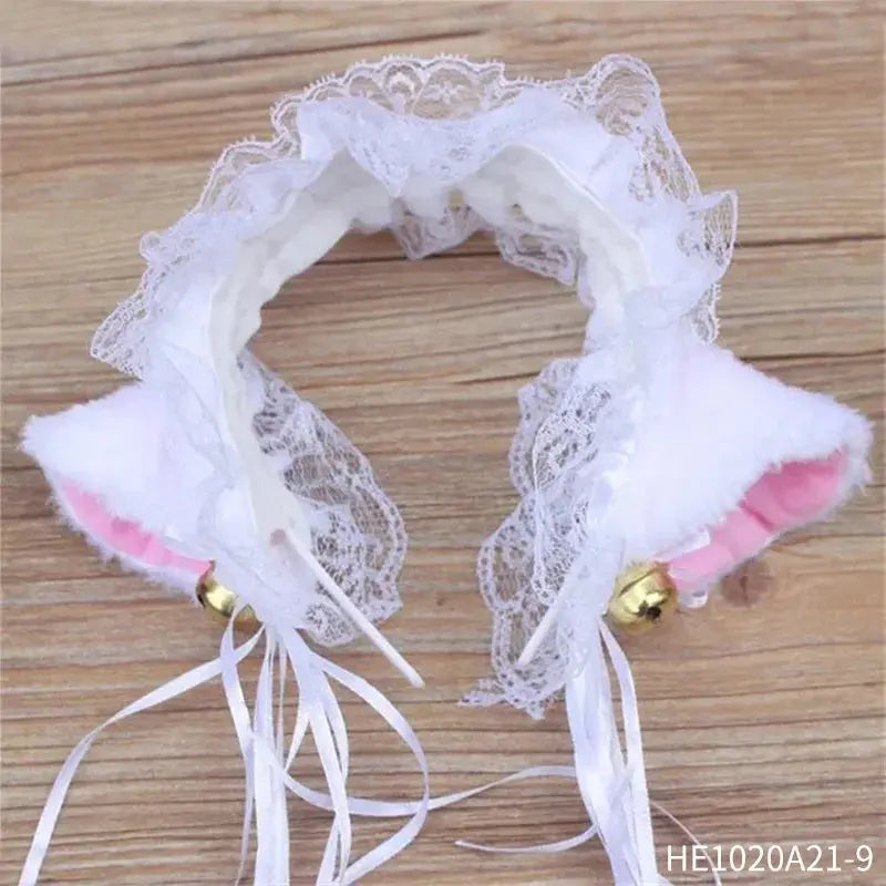 Womens Halloween Maid Lace Cat Ear Headband Hair Accessories Cat Ear Headband Long Tassel Japanese Animation Cosplay Accessories Novara Shop