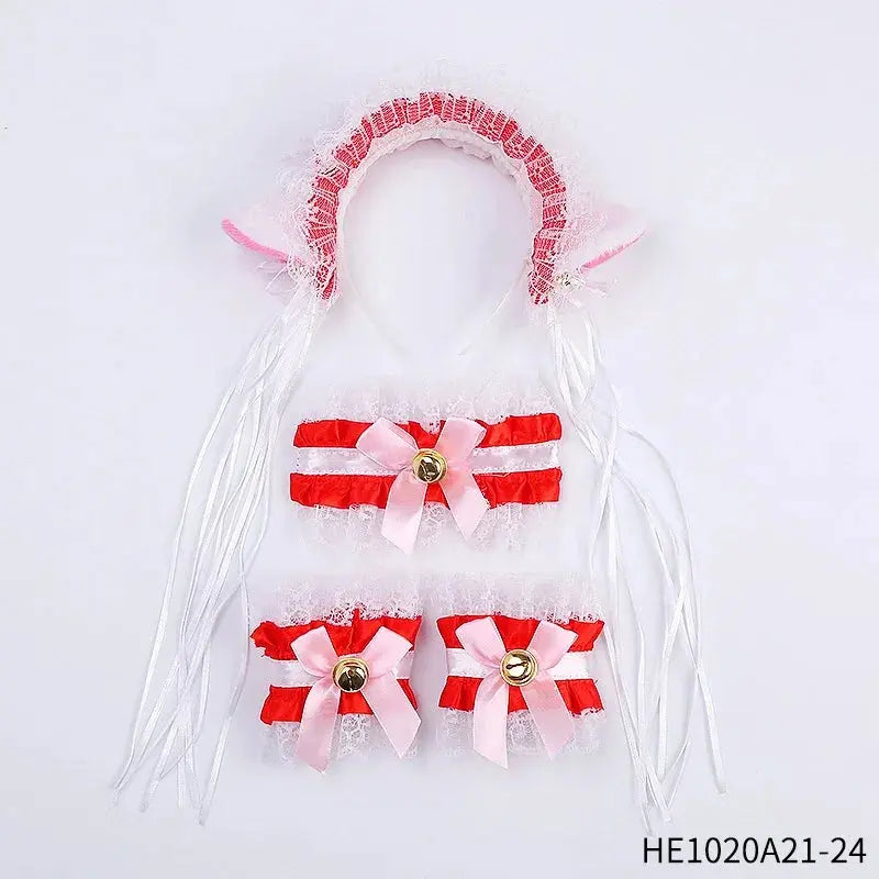 Womens Halloween Maid Lace Cat Ear Headband Hair Accessories Cat Ear Headband Long Tassel Japanese Animation Cosplay Accessories Novara Shop
