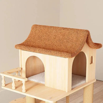 Large Cat Tower Pet Lair Solid Wood Sisal High Climbing Scratchers Spacecraft Cat Training Supplies Accessories Cats&