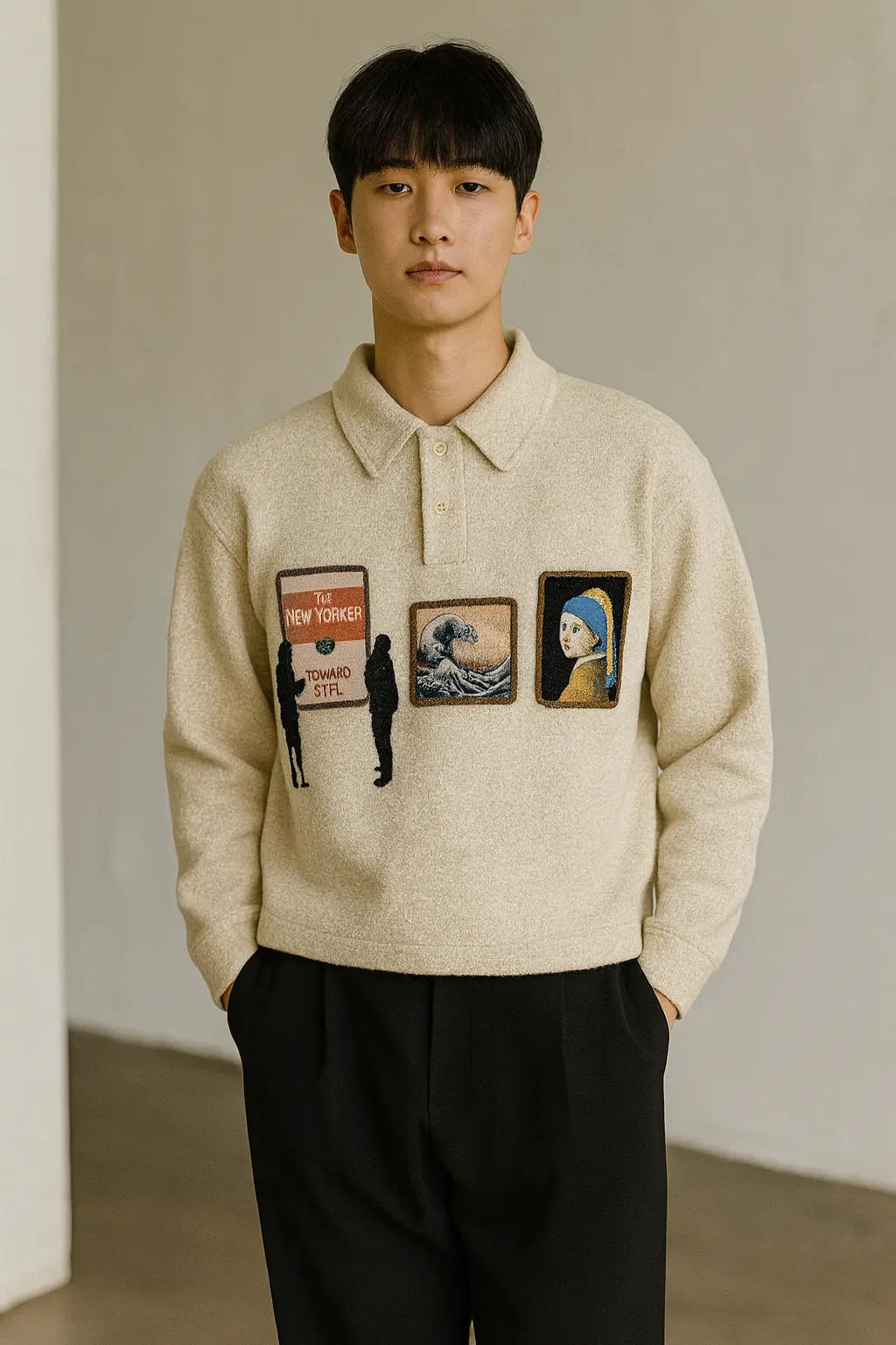 Mens High Quality Knitted Gallery Sweater Loose Long Sleeve Pa