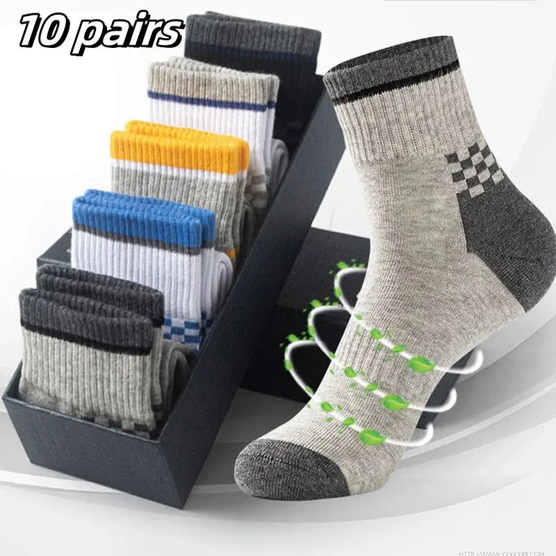 10pairs Breathable Cotton Sports Stockings Men Bamboo Fiber Autumn and Winter Men Socks Sweat Absorption Deodorant Business Sox Novara Shop