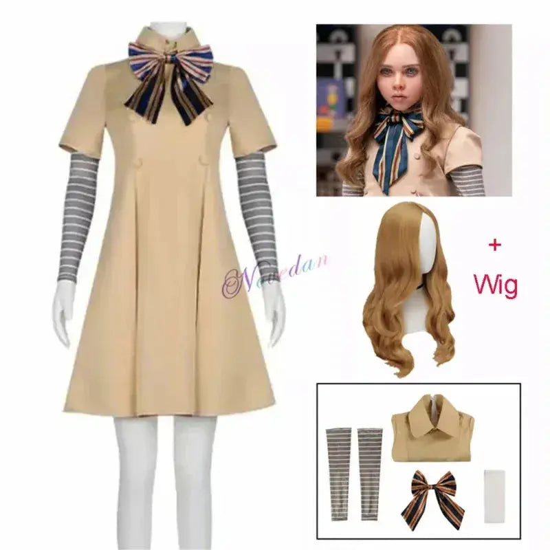 M3gan cosplay costume adult kids Megan AI doll robots dress coat full set outfit Horror Halloween costume wig women girls Novara Shop