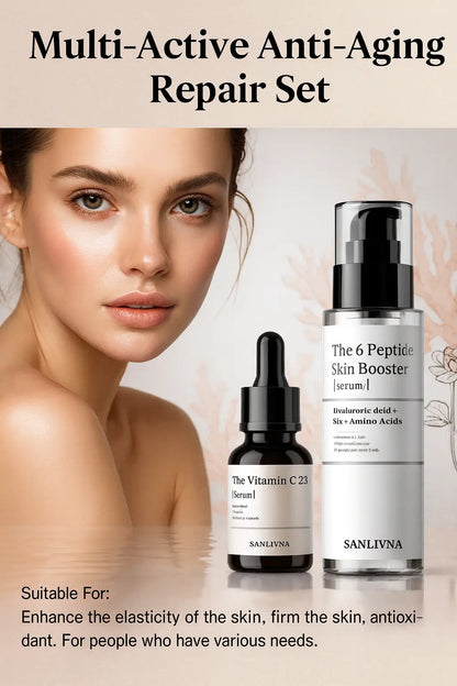 Sanlivna Korean Skincare 6 Peptide + 23% VC Duo - Firming &amp; Revitalizing Serum Set Novara Shop