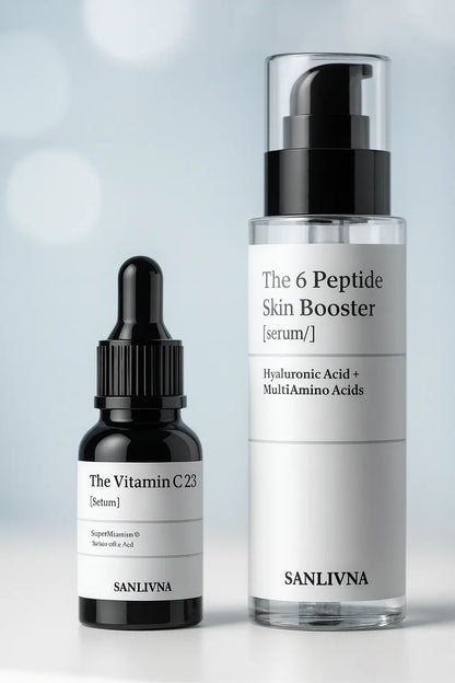Sanlivna Korean Skincare 6 Peptide + 23% VC Duo - Firming &amp; Revitalizing Serum Set Novara Shop