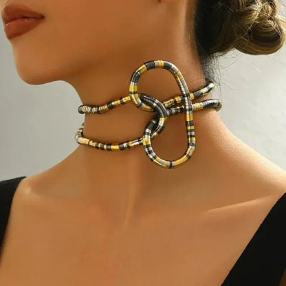 Vinatge Bendable Geometric Long Chain Necklace for