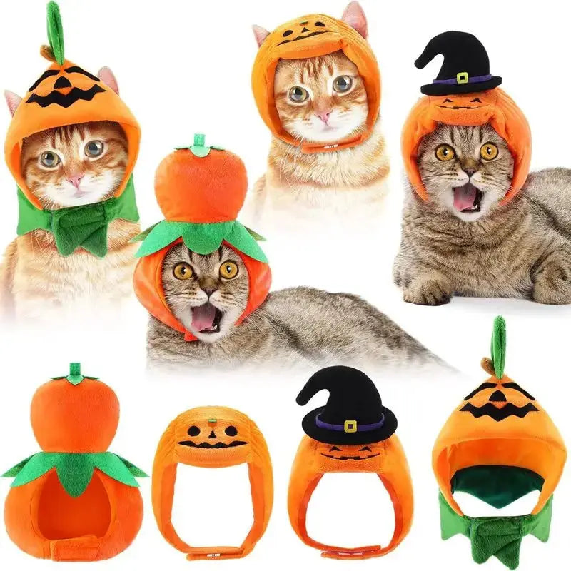 Halloween Cat Dog Costume Set Funny Party Outfit Hat Triangle Sc