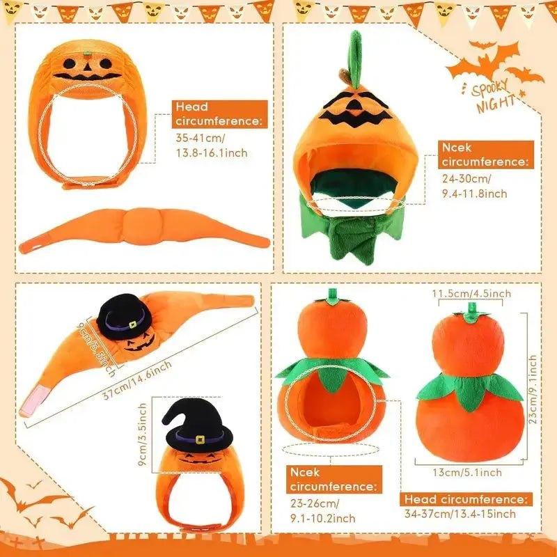 Halloween Cat Dog Costume Set Funny Party Outfit Hat Triangle Sc