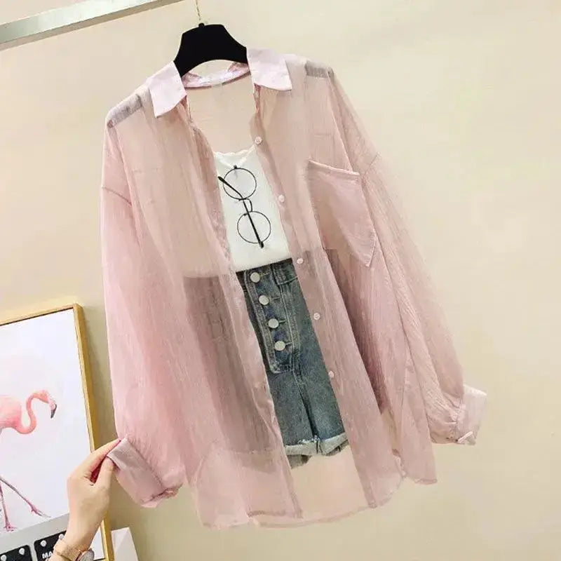 See-Through Chiffon Top | Women&