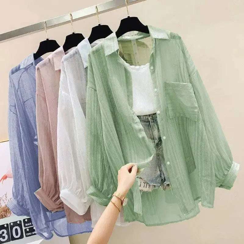 See-Through Chiffon Top | Women&