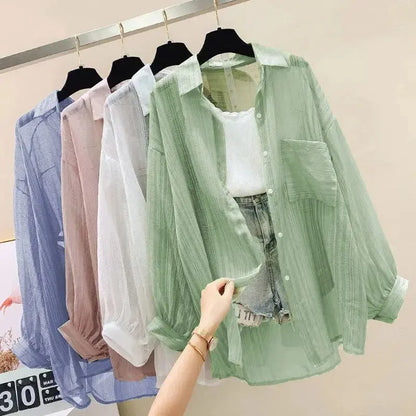 See-Through Chiffon Top | Women&