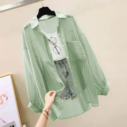 See-Through Chiffon Top | Women&