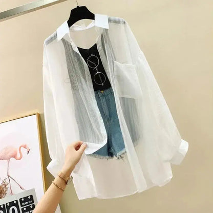 See-Through Chiffon Top | Women&