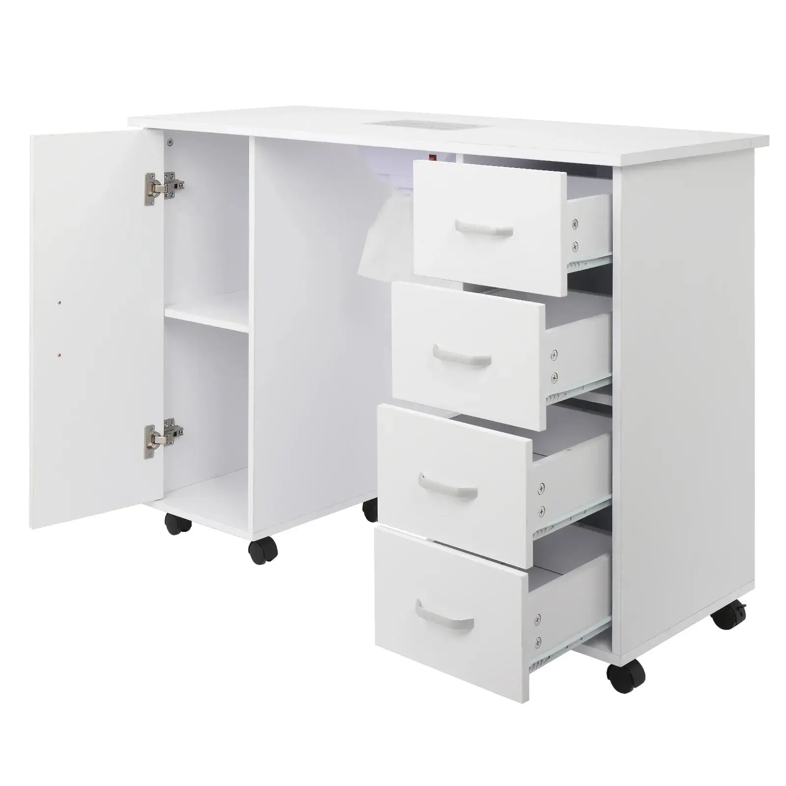 Movable Nail Table MDF Manicure Table with Casters Rest Barber Furniture Manufacturers Supply Nail Tables for Beauty Salon Novara Shop