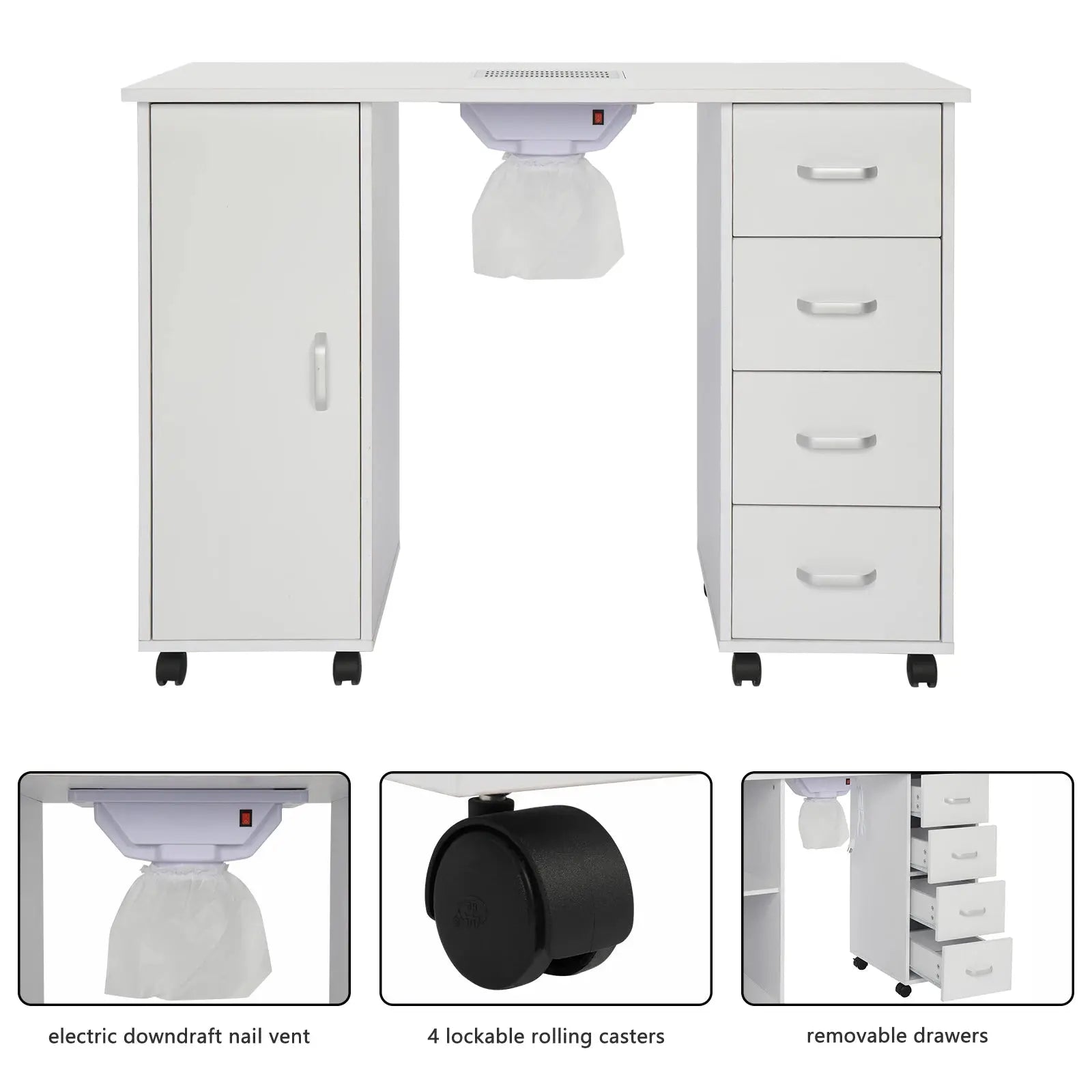 Movable Nail Table MDF Manicure Table with Casters Rest Barber Furniture Manufacturers Supply Nail Tables for Beauty Salon Novara Shop