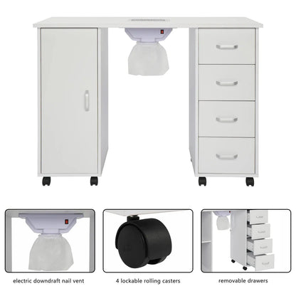 Movable Nail Table MDF Manicure Table with Casters Rest Barber Furniture Manufacturers Supply Nail Tables for Beauty Salon Novara Shop