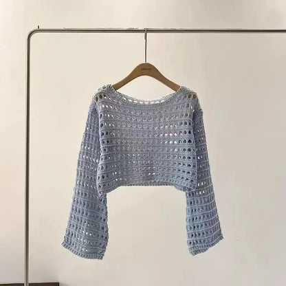 Long Sleeve Crochet Top | Knit Cover up | Novara Shop