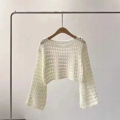 Long Sleeve Crochet Top | Knit Cover Up | Novara Shop