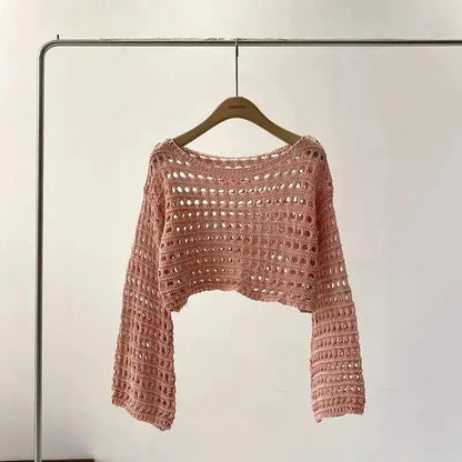 Long Sleeve Crochet Top | Knit Cover Up | Novara Shop