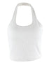 White Halter Sexy Backless Tank Tops for Women Streetwear 2023 Sleeveless Ribbed Knit Vest Top Cropped Feminino Novara Shop   Novara Shop