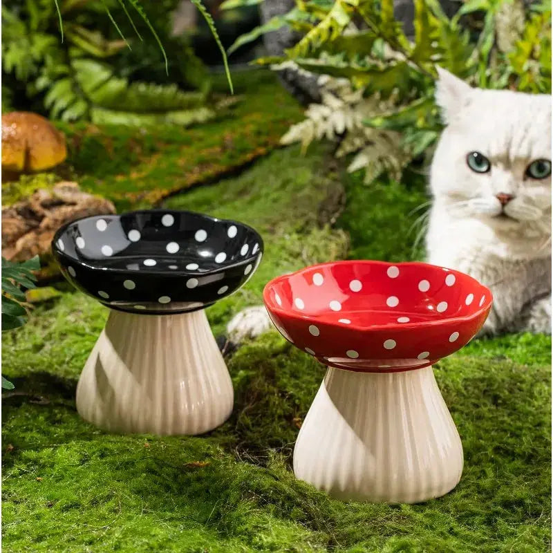 Mushroom Cat Bowl Ceramic Elevated Shelf Pet Supplies Feedin